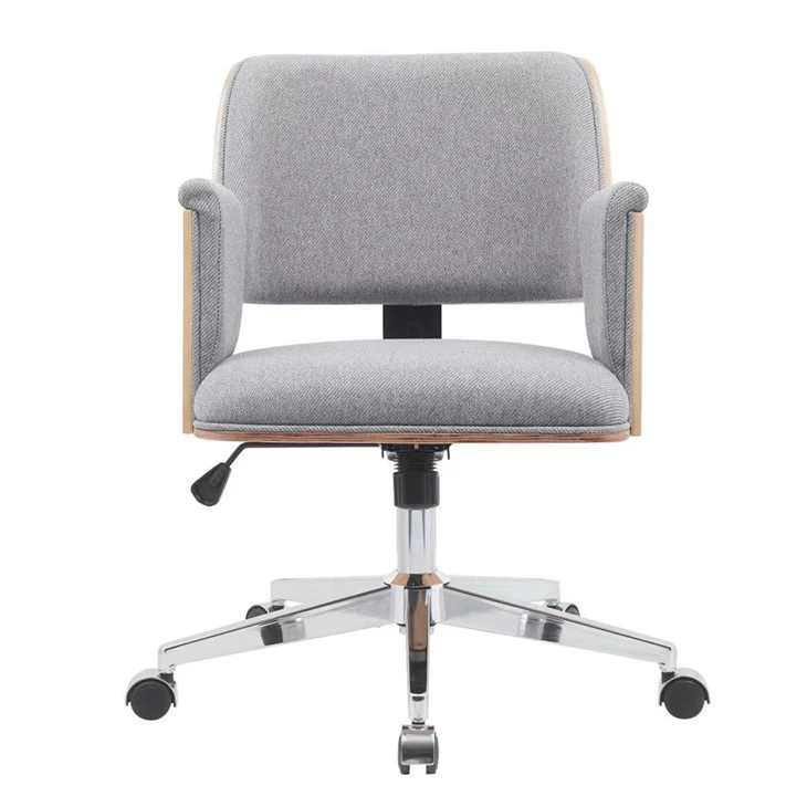 Partner New Model Modern Home Office Chair Bent Wooden Base And Fabric Cover With Revolving Feature Monica